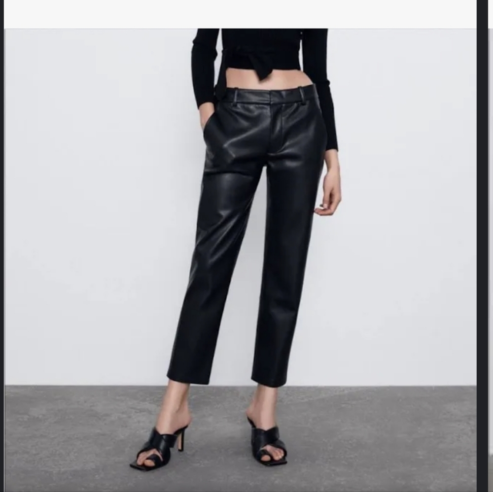 New womens size 6 Zara Black Faux Leather Chino Fit Pants